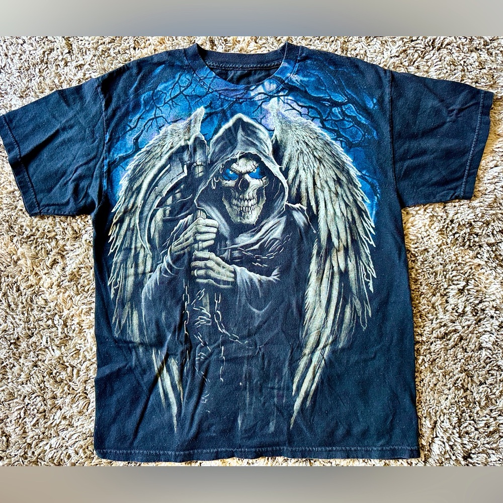Winged Grim Reaper Y2K t-shirt